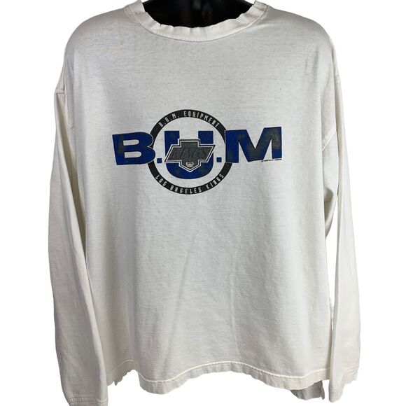 Vintage Distressed Los Angeles LA Kings T Shirt Mens Large BUM Equipment White - Picture 2 of 12